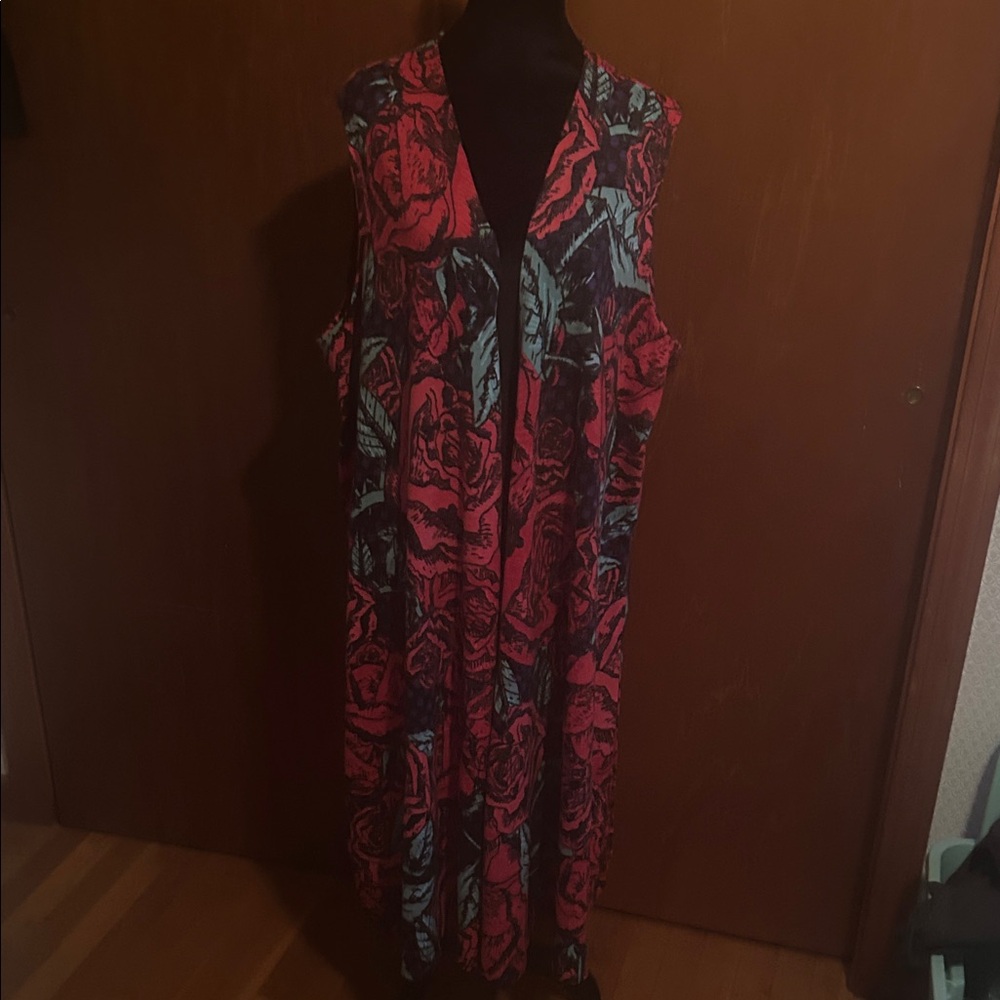 LuLaRoe Floral Maxi Dress - Red and Blue